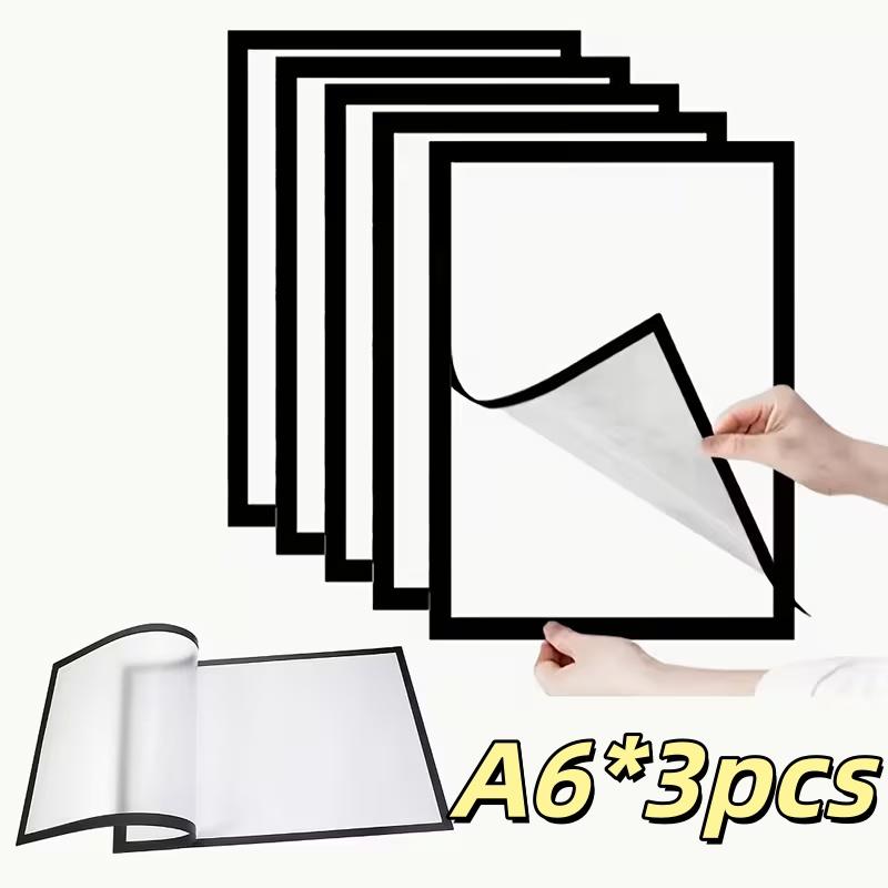 Set of 3 Magnetic Wall Frames - Self-Adhesive, Vertical Photo & Document Display, Matte B/W темно серый