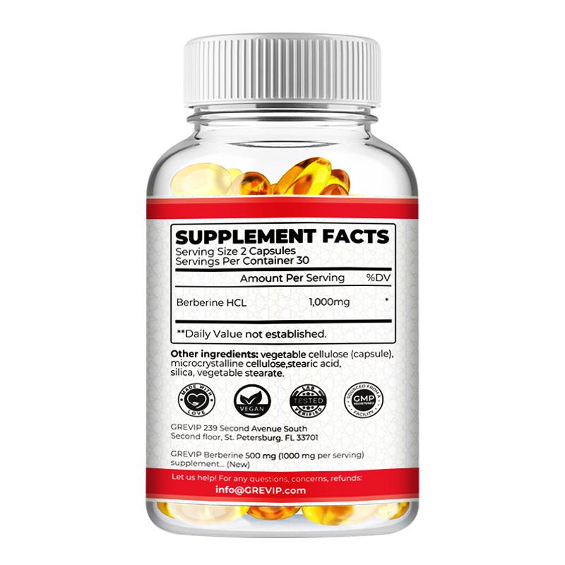 Berb-erine Supplement 500mg (1000mg Per Portie) voor Ondersteuning van een Gezonde Immuunfunctie, Antioxidant, Gastro-intestinaal & Algemeen Welzijn
