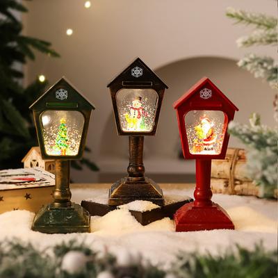 Weihnachts-Windlicht USB/Batteriebetrieben Briefkasten-Design Lampe Retro Pailletten Glaskugel Weihnachtsmann Schneeflocken Laterne Weihnachtsdeko