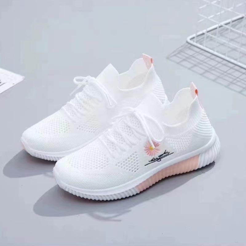 Mode Sommer Damen Strick-Sneakers Mode Einfache Schnür-Laufschuhe Mesh Atmungsaktiv Lässig Weibliche Studenten