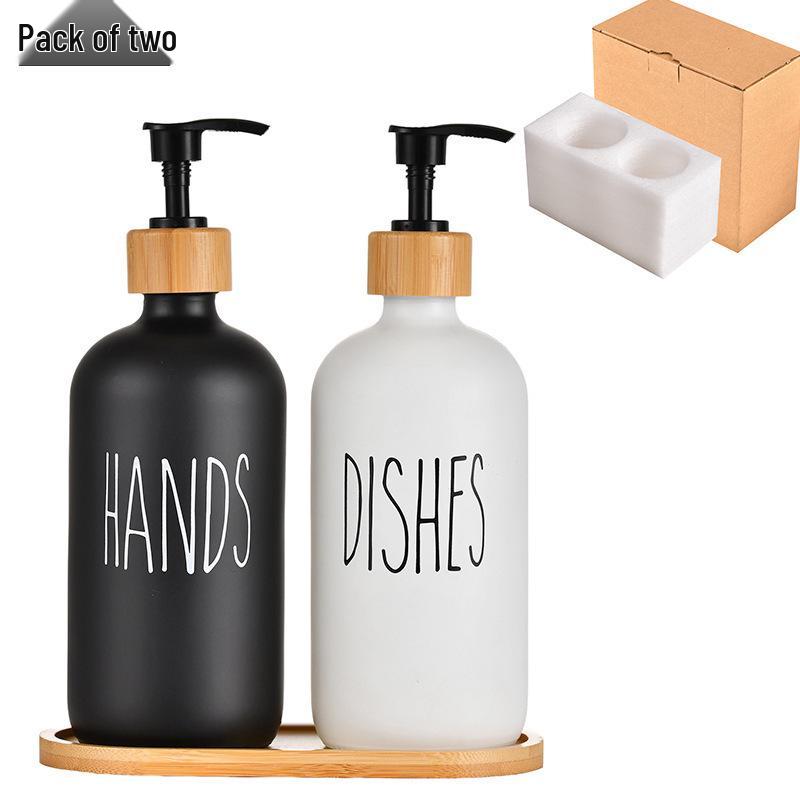 Verdickter Glas Handseifenspender mit Bambus Pumpkopf