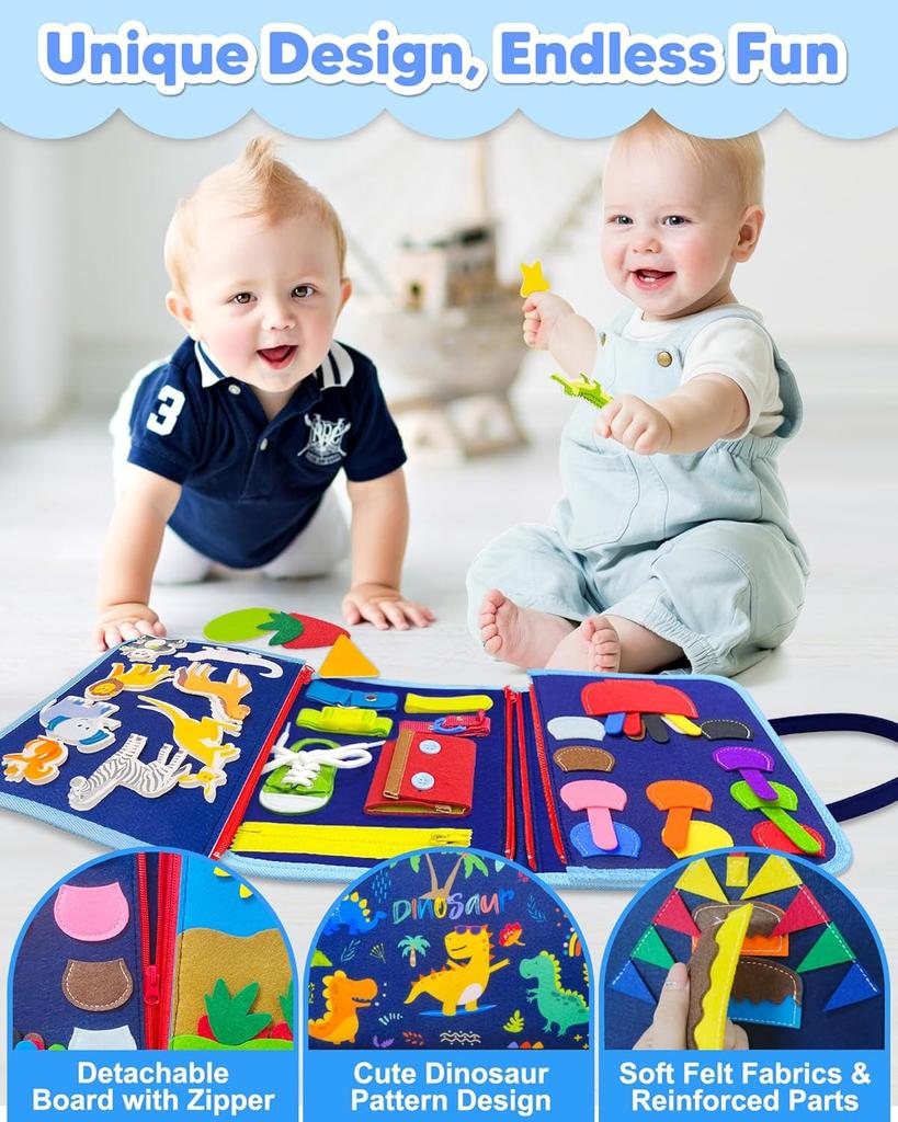 Busy Board Montessori Toys for Toddler Boy Birthday Gifts, Busy Book Sensory Learning Toys for Toddlers