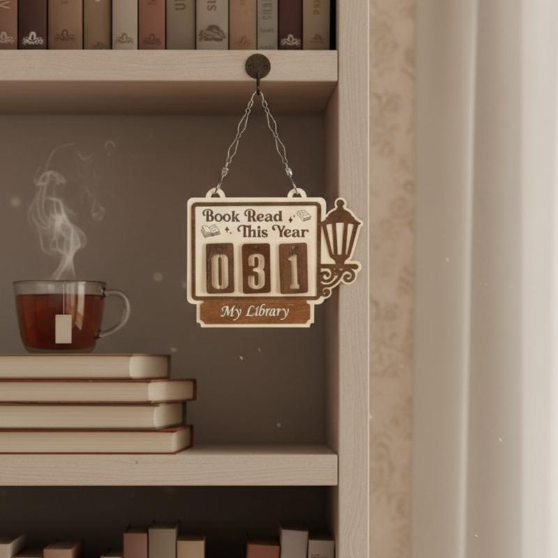Book Corner Wall Decoration Wooden Bookshelf Hanging Book Tracking Board Wood Sign For Readers Study Room Display Gift