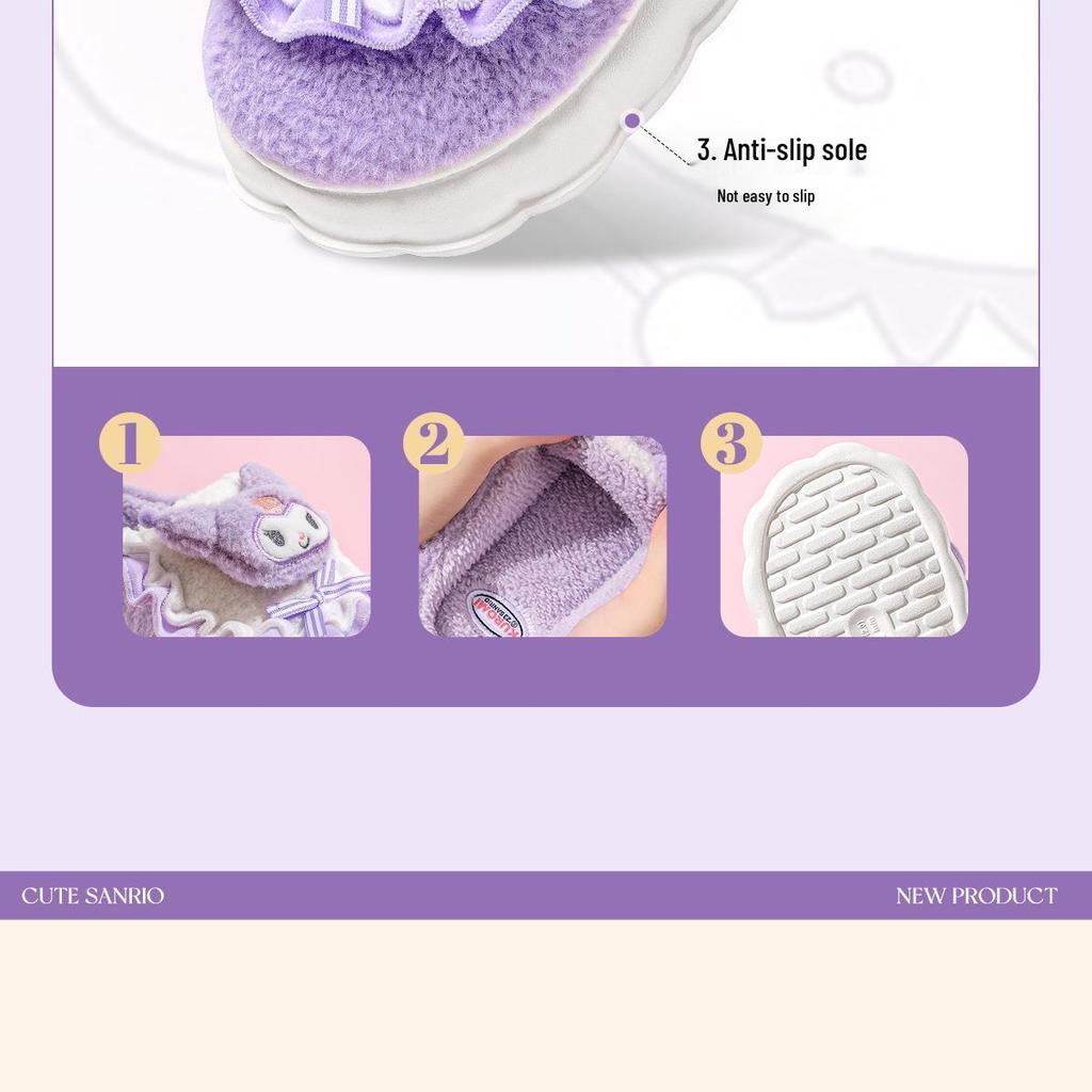 Útulné dámské nadýchané plyšové pantofle Cinnamoroll - Roztomá bavlněná zimní domácí obuv pro podzim a zimu 2025.