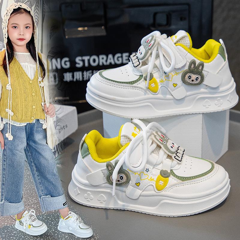 Girls Shoes Children's Board Shoes 2025 New Casual Spring and Autumn Sports Shoes Soft Sole Princess White Shoes Girl