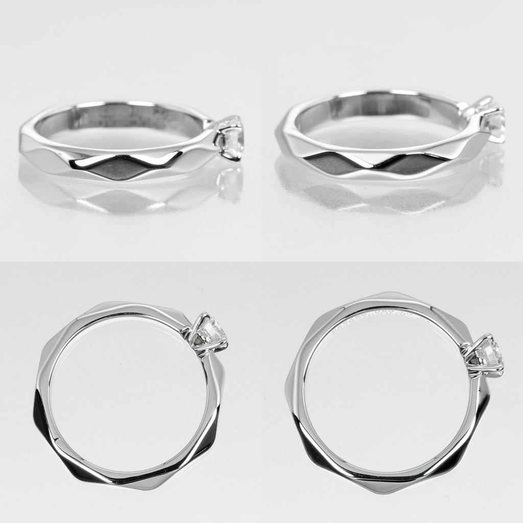 Boucheron Faceted Solitaire Ring 0.21ct VVS1/E/VG Pt950Platinum/diamond #3.7(US Size) 4g Women Used