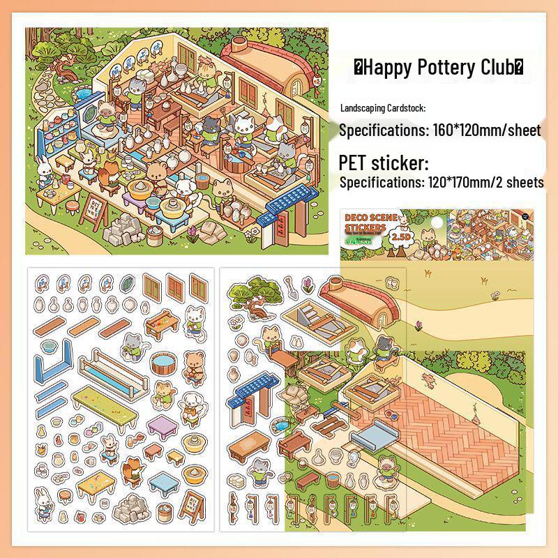 Infeel.Me 2.5D Scenery Stickers - 6th Edition Student Miniature Decoration Stickers