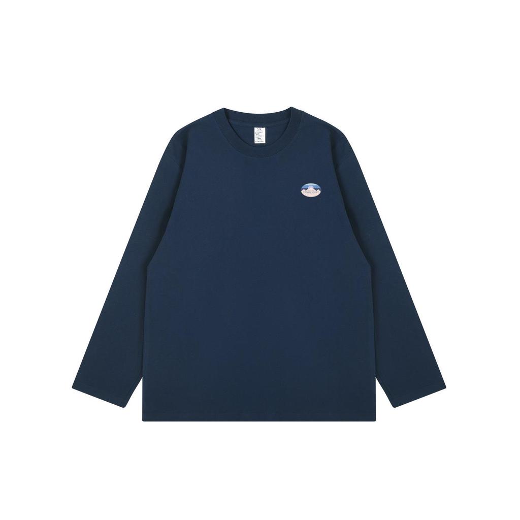 Unisex Retro Hong Kong Style Minimalist Logo Long Sleeve Cotton T-Shirt