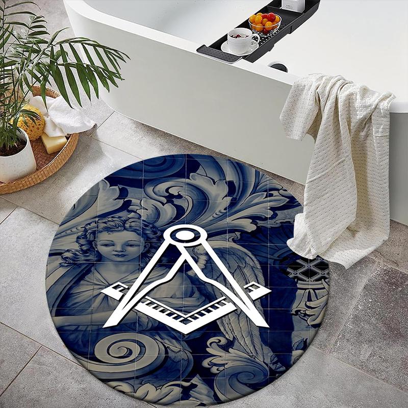 1pc Recognized Freemasonry Round carpet Painted Printed circular carpet, home door mat, outdoor travel protection carpet