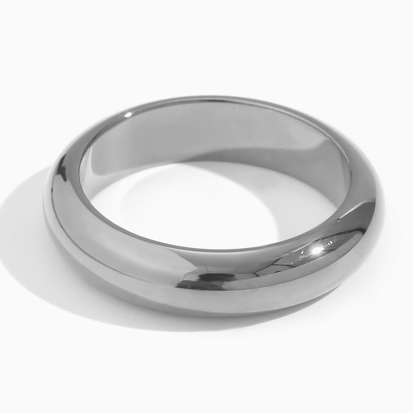 

MamacitaSlay Minimalist 316 Stainless Steel 5mm Width Rings 18K Gold Plated Waterproof Jewelry For Woman Daily Classic Ring Gift 9