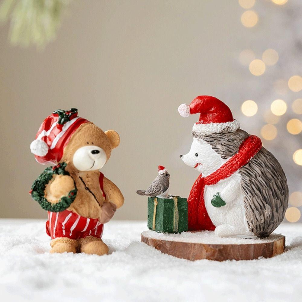 Weihnachten Harzhandwerk Weihnachtsbaumstatuen Handgefertigt Festival Minihaus Figur Niedliche Desktop-Ornament Weihnachtsdekoration