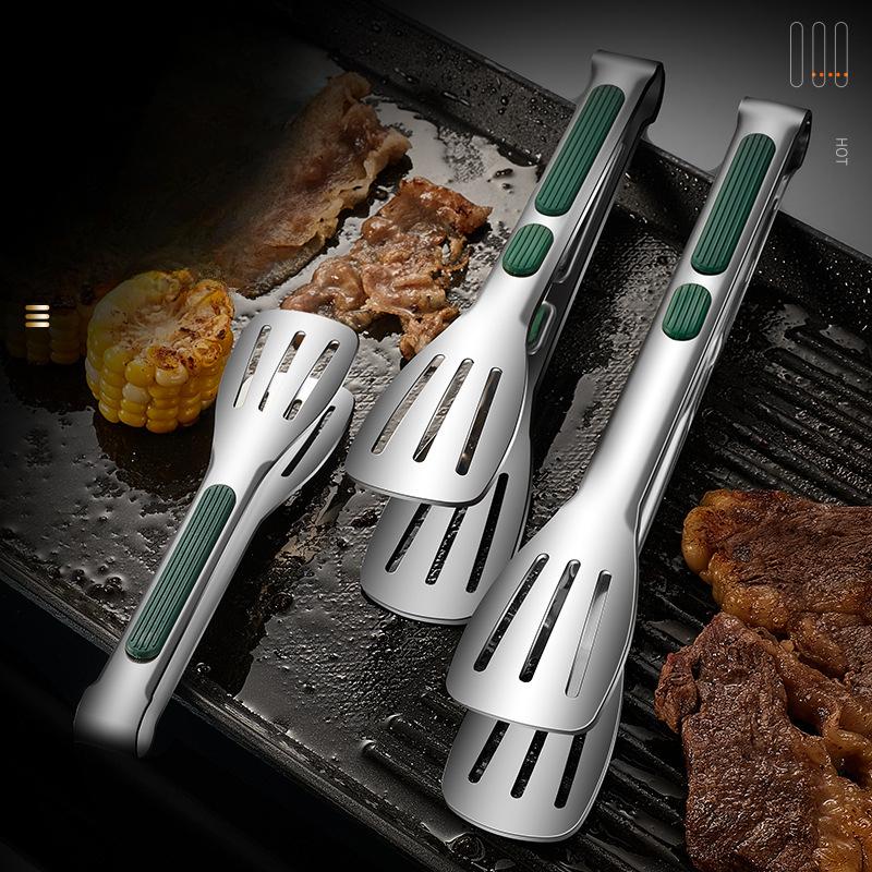 Lebensmittelklemme aus 304 Edelstahl, Grillklemme, kommerzielle Grillklemme, Küche, dreizeilige Steak-Lebensmittelklemme