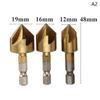 3Pcs Set 12/16/19Mm Countersink Boring Drill Bit Set For Wood Metal Quick Change Drill Bit Tool Chamfer Drill Tool