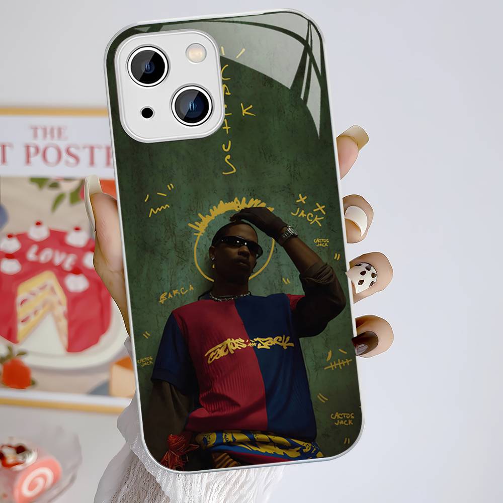 T-Travis S-ScottS Singer For IPhone 14 13 12 Mini 11 Pro XS Max X XR 14 Plus Tempered Glass Cover
