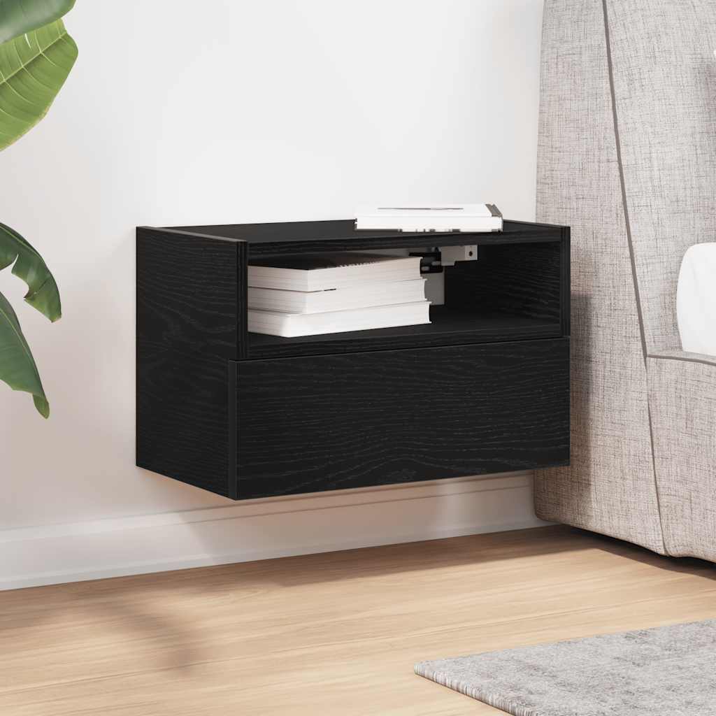 Wall Mounted Nightstand Black 45 x 26 x 28.5 cm