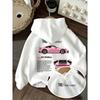Felpa con Cappuccio per Bambini Stampa Auto Sportiva Rosa Manica Lunga Pullover Felpa Ragazzi Ragazze Casual Streetwear Top con Cappuccio per Bambini