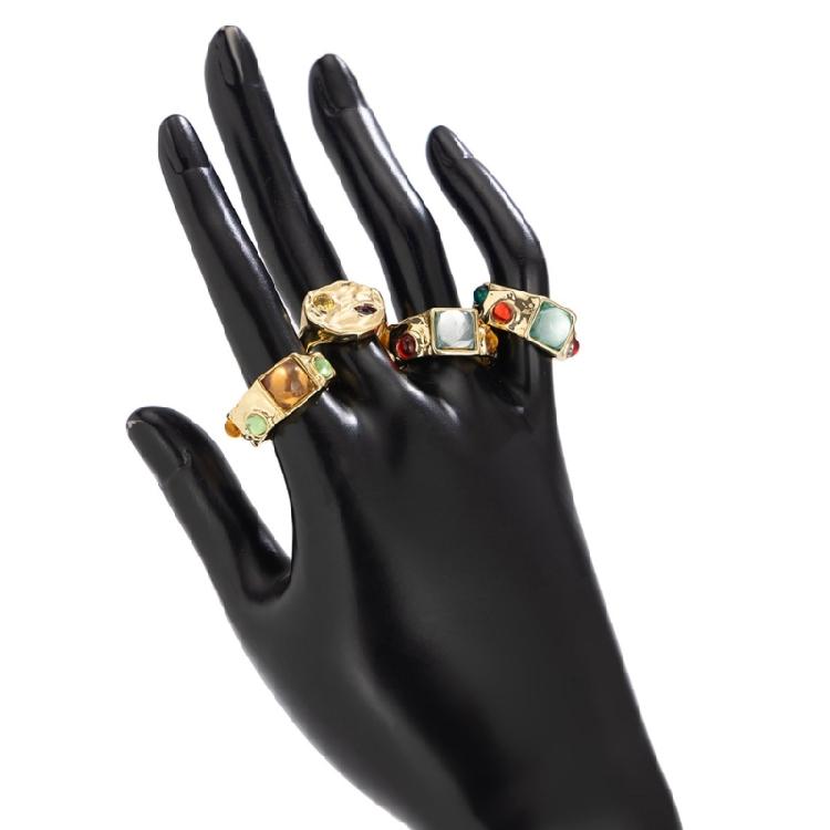 Stylish Geometric Designs Gemstones Rings Craft from Sturdy Metal Materials for a Touch of Elegant and Unique Styles