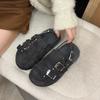 Autumn 2025 New Metal Buckle Big Head Lamb Wool Shoes Baotou Platform Slip-proof Semi-drag