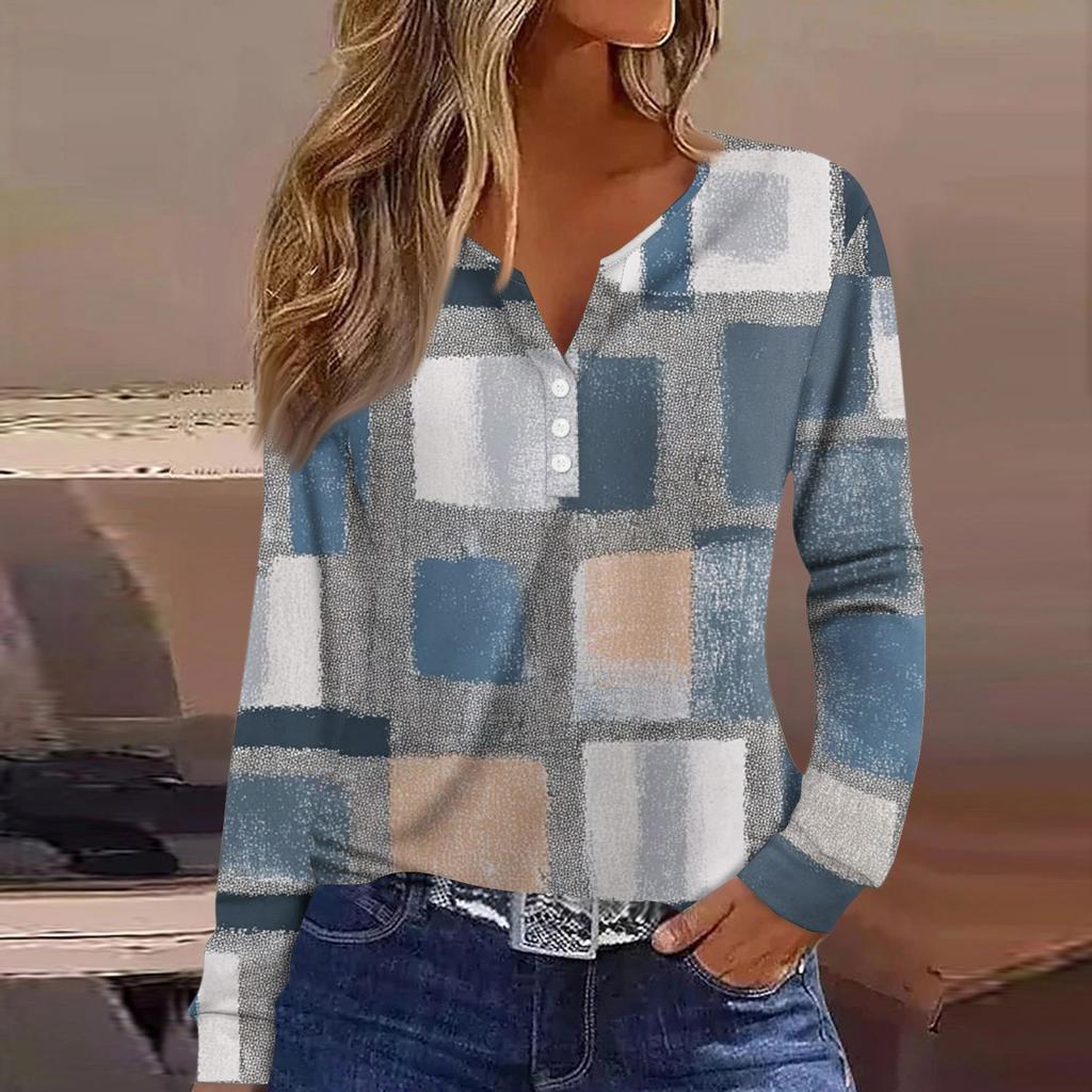 T-skjorte for kvinner T-skjorte med lange ermer Daglig helgmote Basic V-hals vanlig topp
