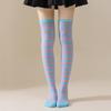 Damen Overknee Socken mit Kreuzstreifen für Halloween, Weihnachten, Karneval, Tanz und Japanische Festivals