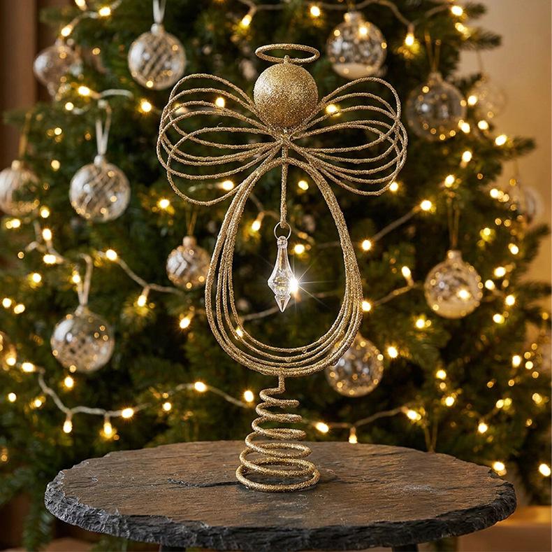 Glittered Angel Star Christmas Tree Topper Ornament