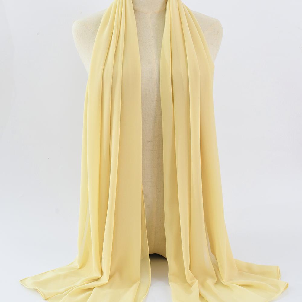 Fashion Pearl Chiffon Hijab Shawls Of Muslim Women Solid Color Head Wraps Scarf For Ladies