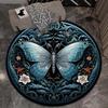 1pc Round Polyester Butterfly Rug - Non-Slip 3D Vintage Blue Art Deco Style Area Rug for Living Room, Bedroom - Crystal Velvet