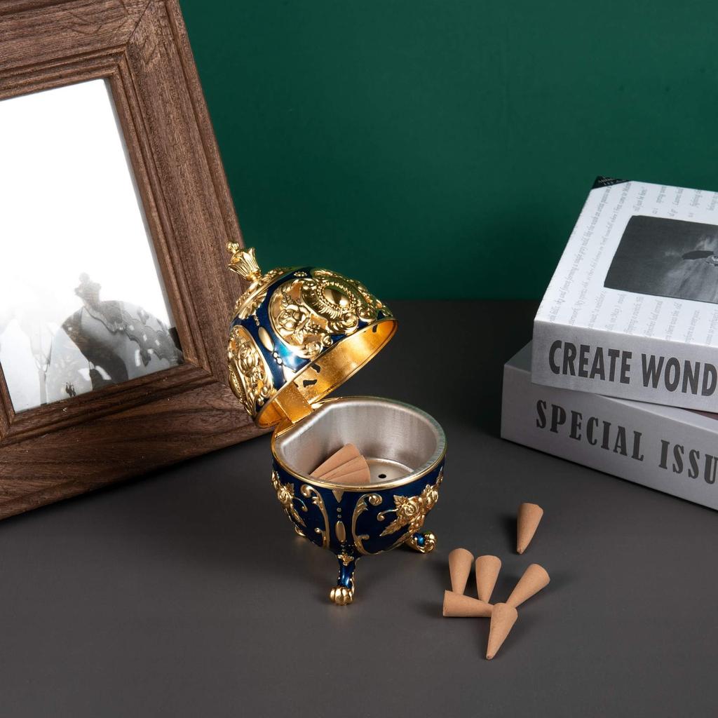 Feyarl Incense Holder Incense Burner Incense Stand Incense Holder Alloy Interior Figurine Dark Blue