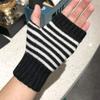 Driving Checkerboard Adult Stripe Women Gloves Half Fingers Gloves Korean Style Mittens Knitting