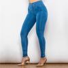 Shascullfites Høy midje Stretch Jeans Fitness Sexy Rett Passform Mote Skinny Jeans Kvinner Fersken Hofter Slank Denim Full Lengde