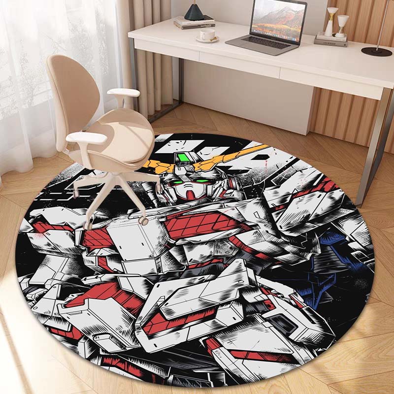 Mobile Suit Gundam cartoon round rug can be used to decorate living rooms, bedrooms, sofas, and game rooms; non-slip rug.66