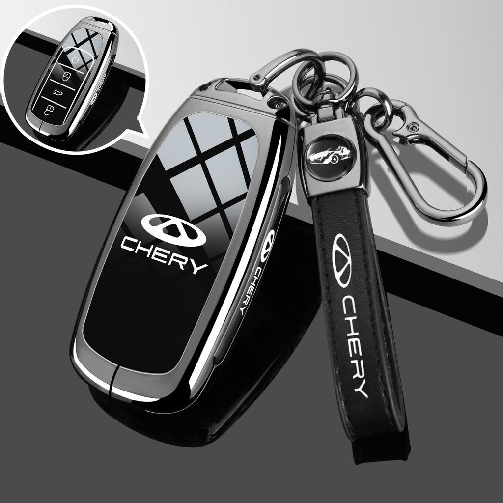 Zinc Alloy Car Key Case for Chery Tiggo 7 Pro 8 9 Plus 2024 2025 Keychain Remote Cover Shell Housing Ring Holder Fob Accessories FD5