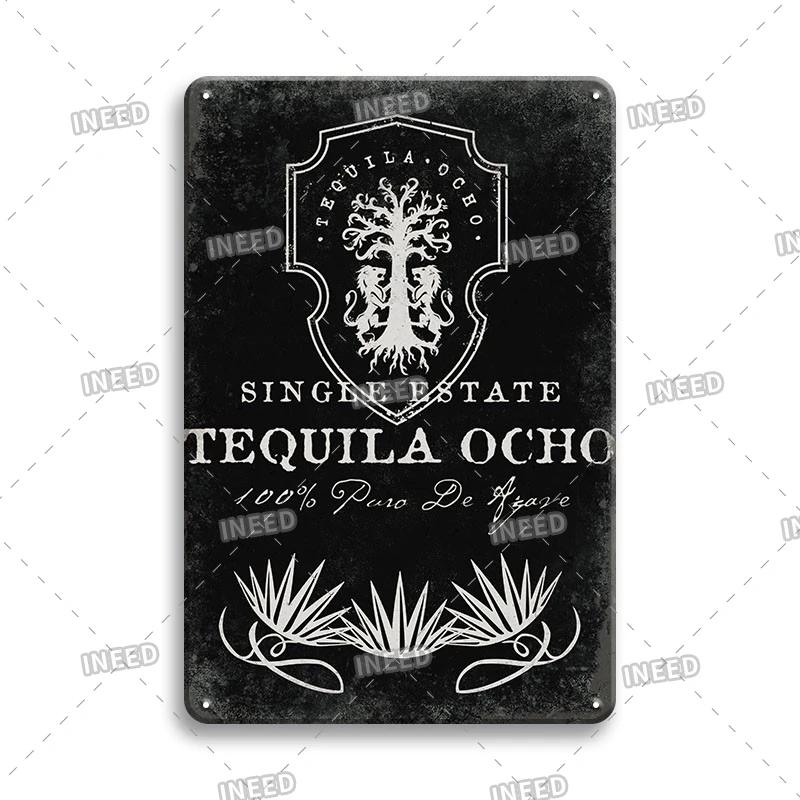Tequila Whisky Tin Sign Metal Sign Dekoracyjny Vintage Plate Decor Retro Plakietka do Baru Pub Man Cave Club Room Home Wall Decor
