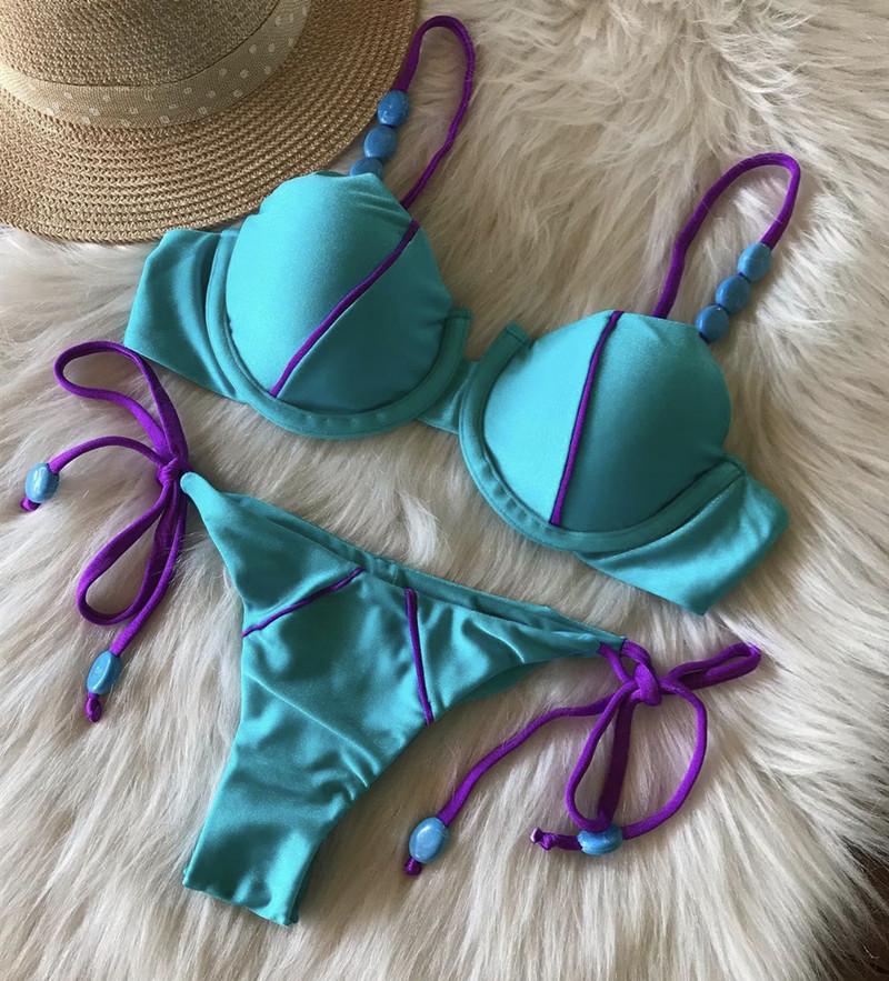 2023 New Hot Sale European and American Sexy Two Piece Swimsuit Spliced Color Swimsuit Women High Quality Bikini
