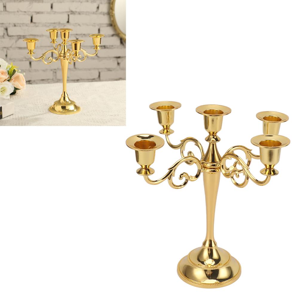 5 Arm Candlestick Holder Iron Retro Decorative Candle Holder Centerpiece for Home  