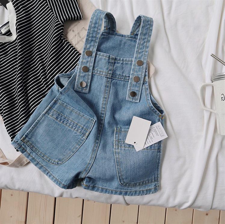 Summer Kids Boys Girls Cowboy Braces Baby Denim Bib Shorts Casual Suspender Jeans Shorts Pants
