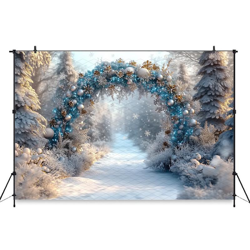 Mocsicka Winter Snow Background Photography Christmas Tree Decoration New Year Party Family Adult Child Photo Backdrop Wallpaper