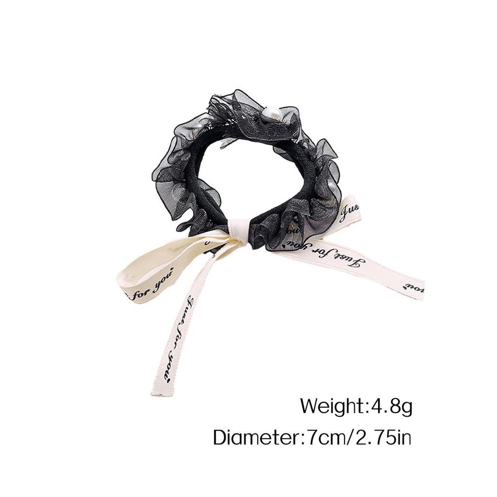 Cream Lace Bow Scrunchie - Elegant Hair Tie Accessory