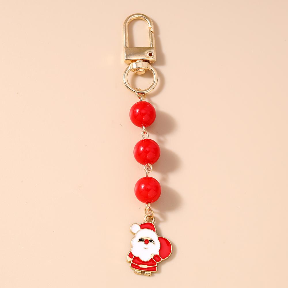 Fashion Christmas Keychain Women Girls Snowman Elk Key Ring Pendants for Handbag Decor DIY Key Chain New Year Gifts