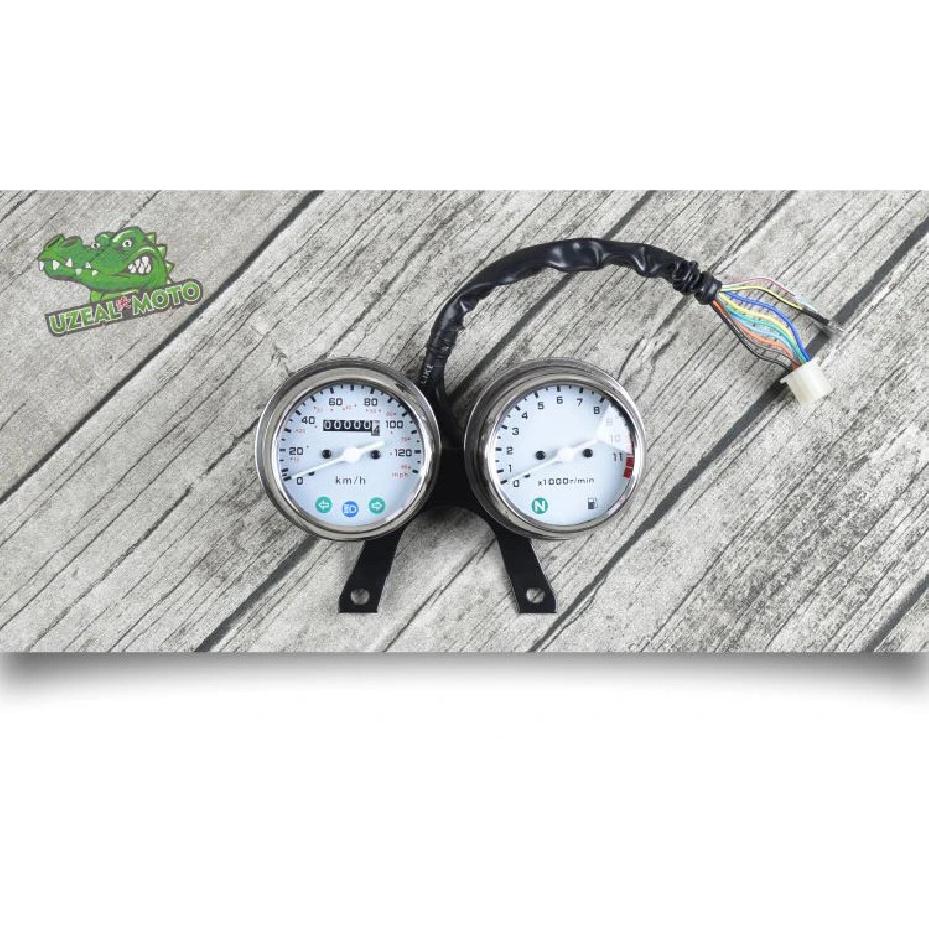 12V Vergaser-Stil Doppelköpfe Universell Motorrad Mechanischer Kilometerzähler Hohe Qualität Tachometer und Motordrehzahlmesser