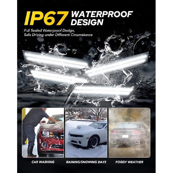 AUTOONE LED Side Marker Lights White Compatible With 5Th Gen Chevrolet Camaro 2010-2015, Front & Rear Fender Side Markers, Smoked Lens Driver &