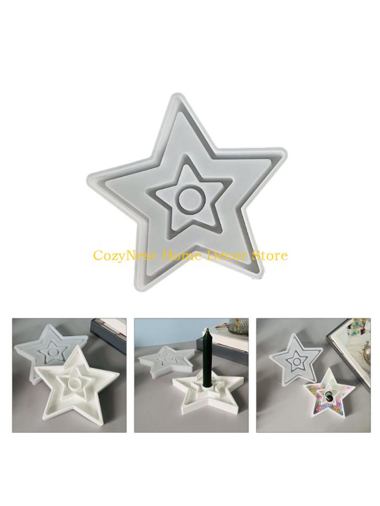 92MF Professional Silicone Star Shape Casting Molds For Crafting Candlestick Candle Holders Bases With Dried Flower Glitters
