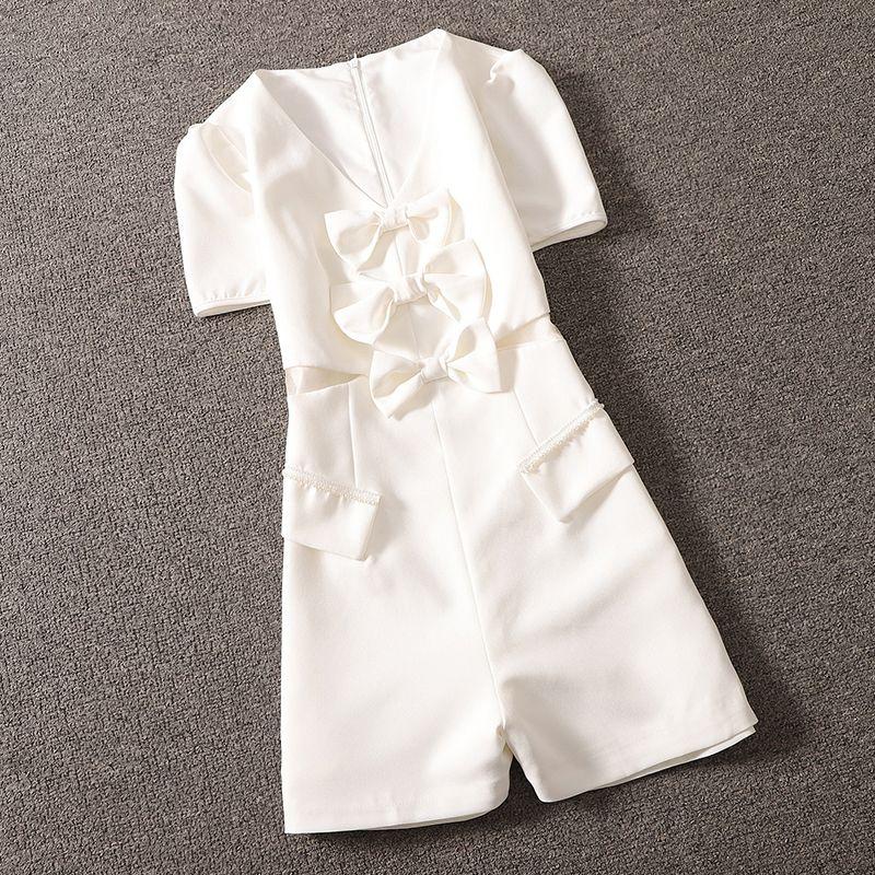 

Боди облегающего кроя с V-образным вырезом, коротким рукавом и бантом White (E2-3) M