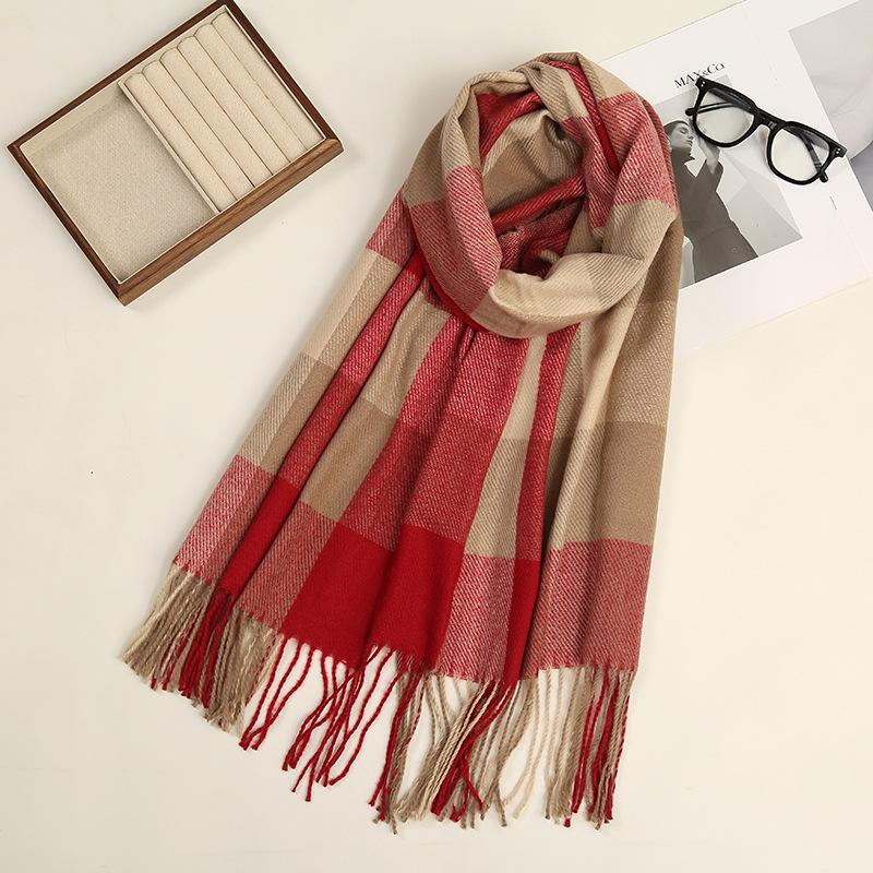 British Style Plaid Autumn/Winter High-End Children s Imitation Cashmere Scarf and Shawl 200x70CM