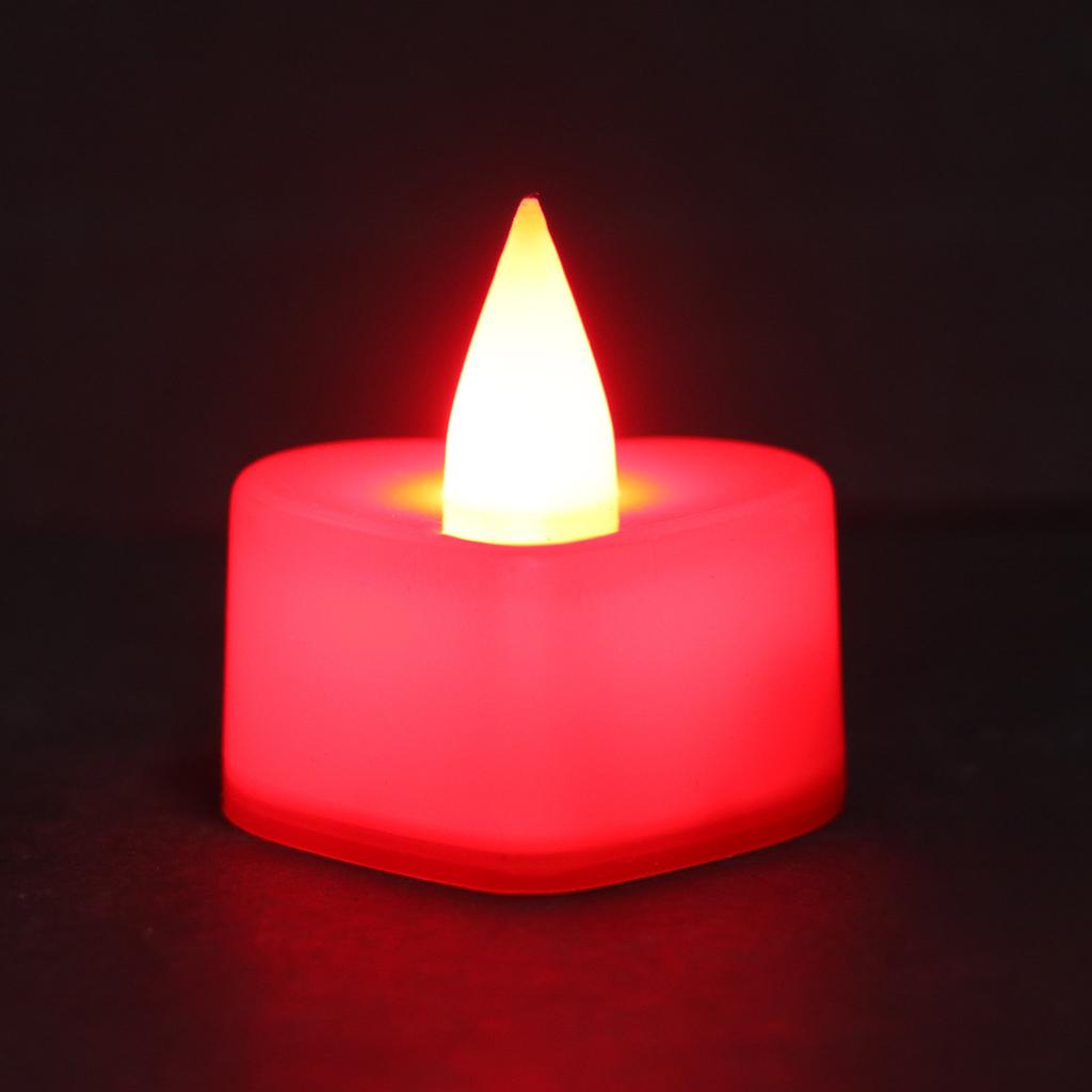 24Pcs Heart Shaped LED Electronic Lamp Flameless Warm White Flickering Light for Valentine Christmas Party Decor Night