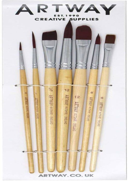 Pinceaux - ARTWAY - Set de 7 pinceaux - Nylon - Pochette 24x32 cm - Mixte