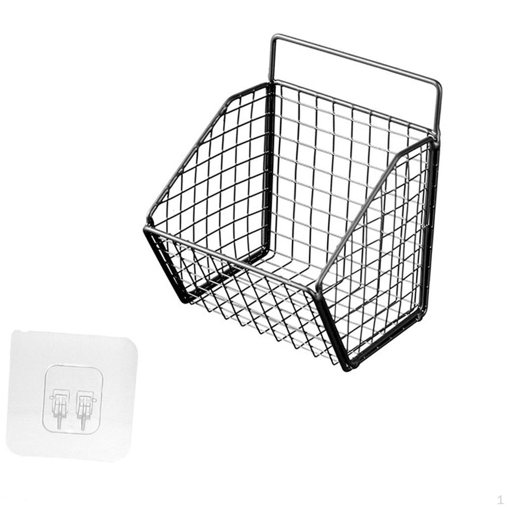 Fruit Basket Metal Wire Wall Mount Multifunctional Iron Grid Storage Baskets Hanging