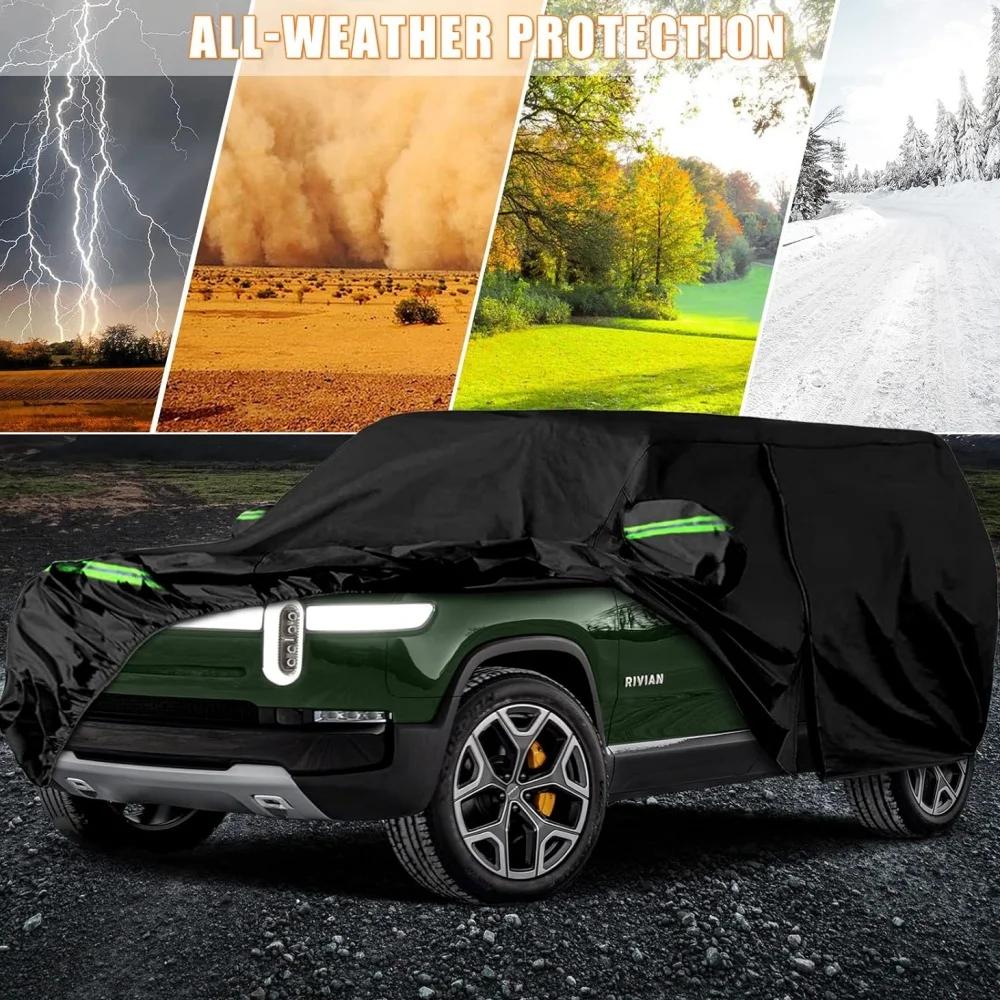 210T Waterproof Car Covers Custom Fit For Rivian R1S 2022-2025 All Weather With Zipper Door Snow Rain Dust Hail Protection