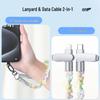 Gewebtes Blumen-100W Super-Schnellladekabel-Lanyard mit Crossbody- & Handgelenk-Verlustschutzdesign
