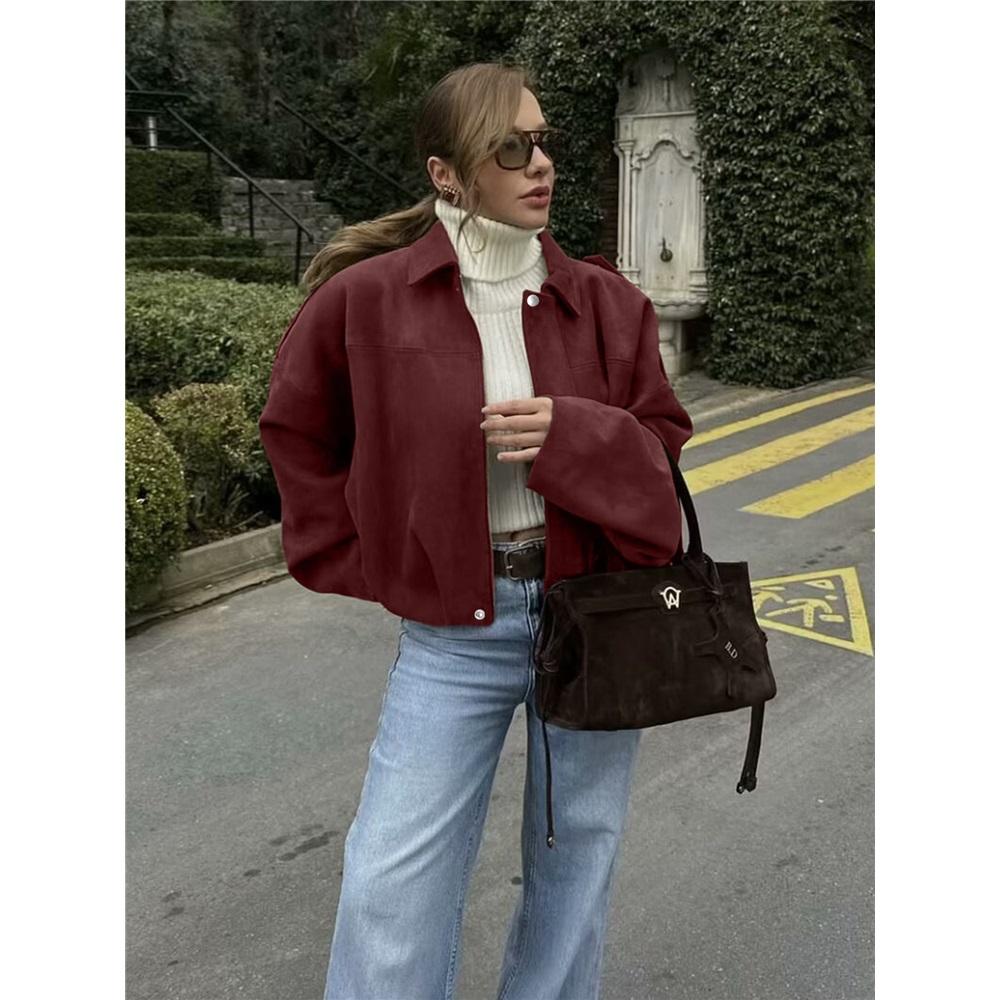 Women's Fashion Pilot Jacket With Bat Sleeves And Zipper, Casual Top
